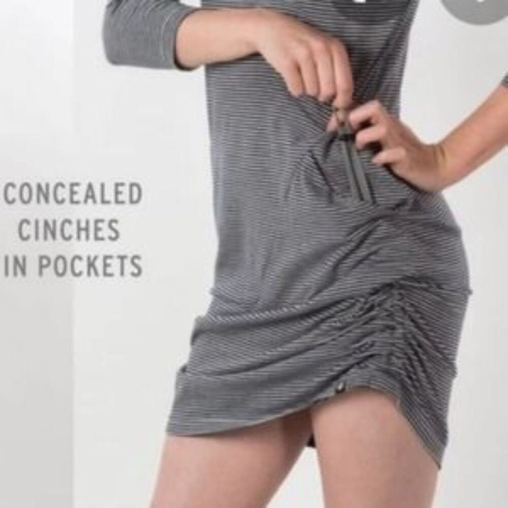 Betabrand 30 Day Travel Knit Dress Gray Ruched 3/4 Sleeve XS - Picture 9 of 11